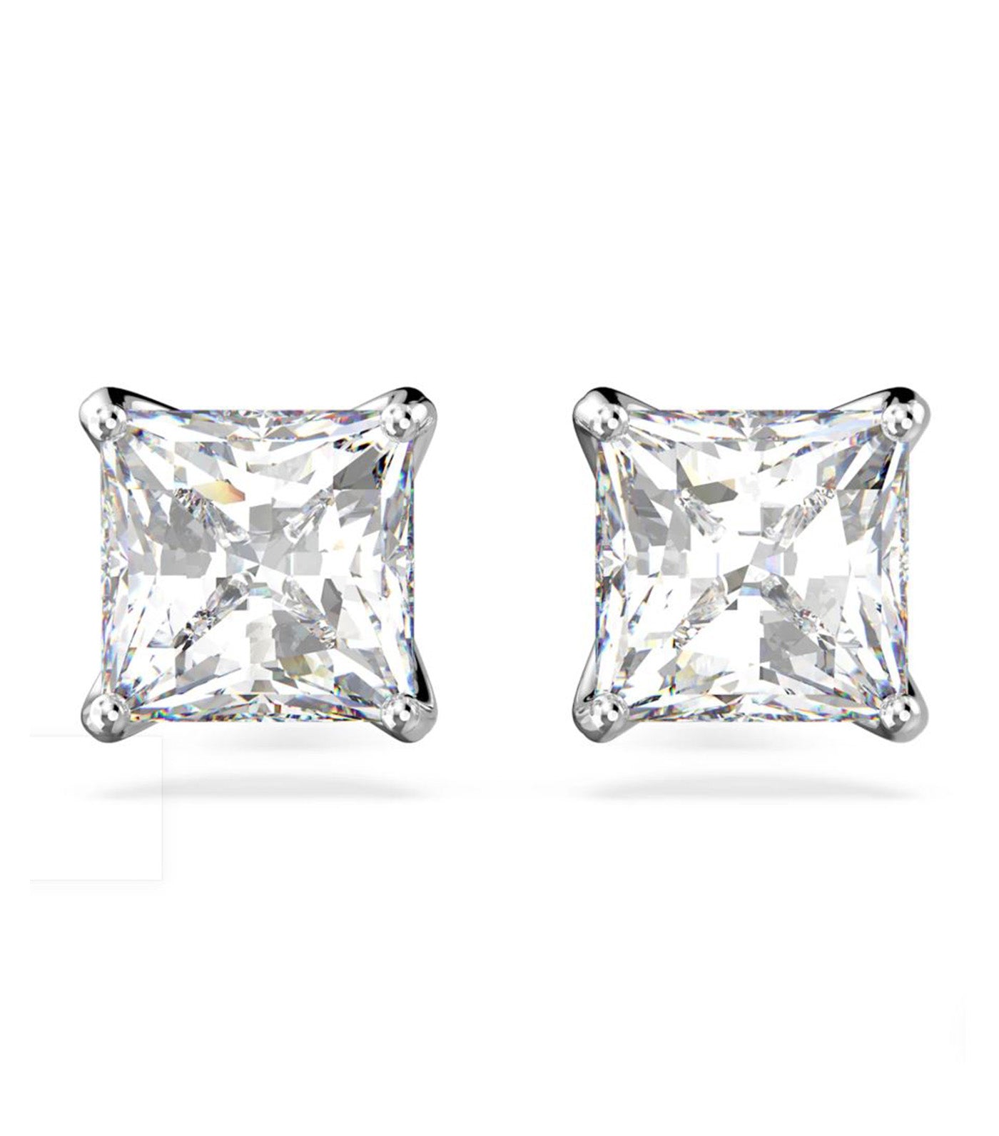 Attract Stud Earrings Square Cut White Rhodium Plated