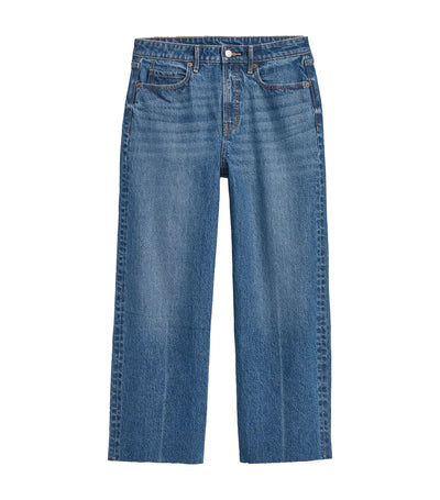 Extra High-Waisted Sky-Hi Wide-Leg Cropped Cut-Off Jeans Kiera
