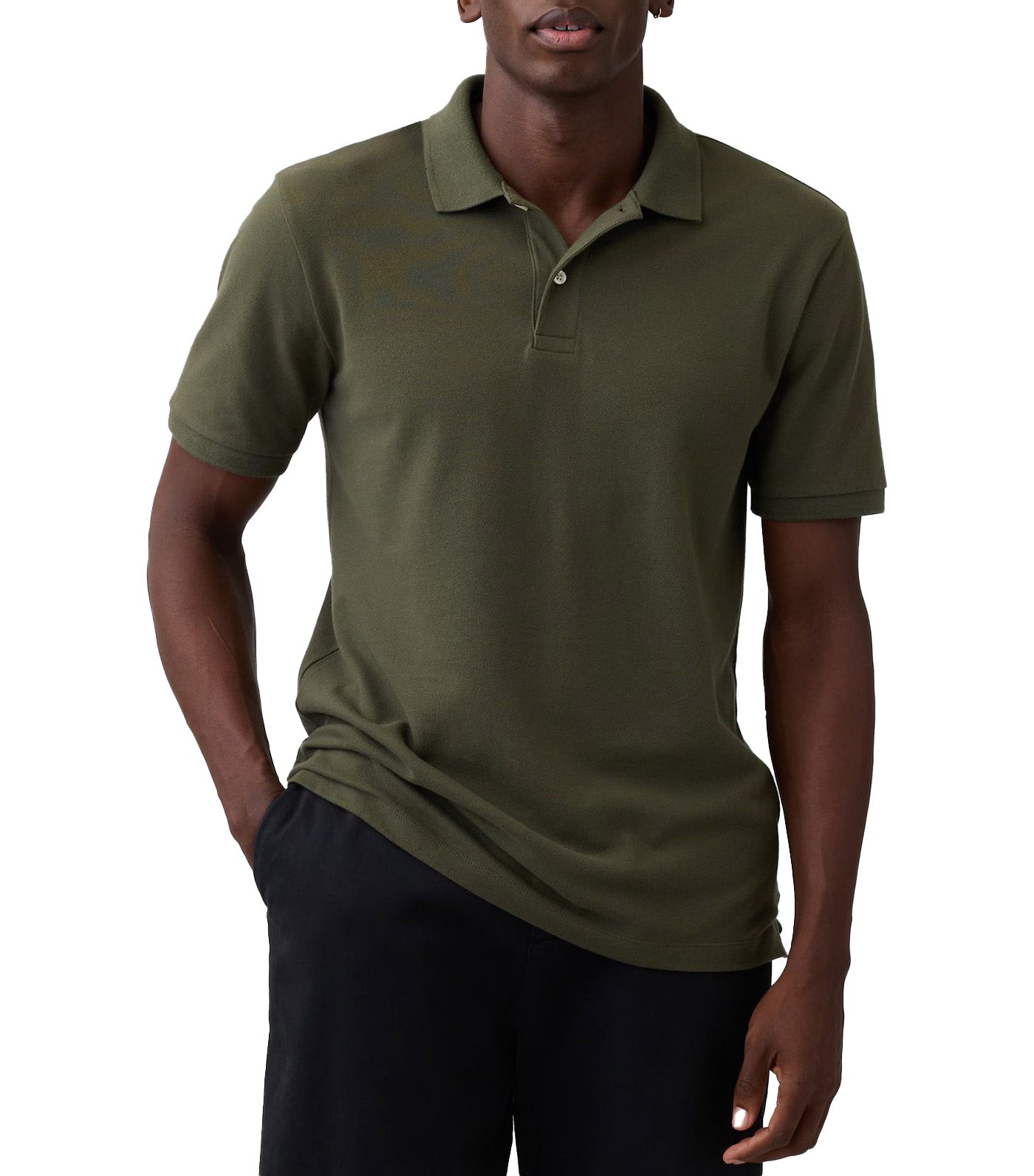 GAP Stretch Pique Polo Shirt Olive Night