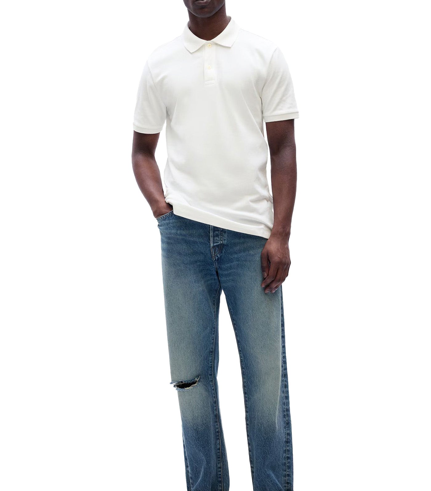 GAP Stretch Pique Polo Shirt White V2 Global