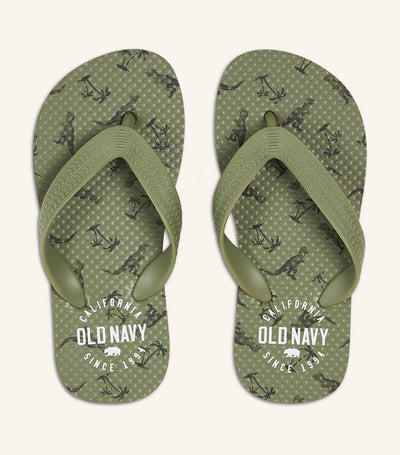 Flip-Flop Sandals for Boys (Partially Plant-Based) - Green Dinosaurs
