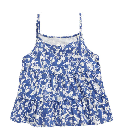 Printed Tiered Swing Cami Top for Girls Lobelia Blue