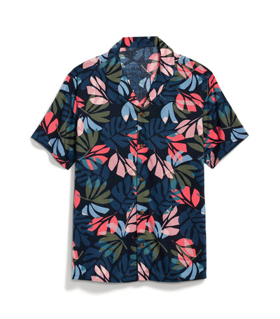 Short-Sleeve Printed Camp Shirt for Men Navy/Pink