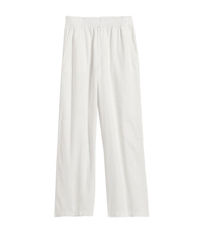High-Waisted Linen-Blend Wide-Leg Ankle Pants for Women Bright White