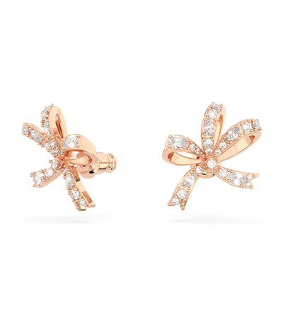 Volta Stud Earrings Bow Small White Rose Gold-Tone Plated