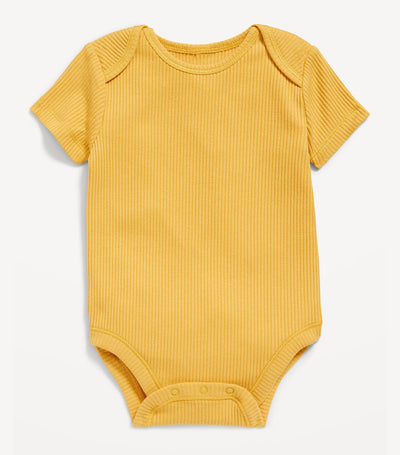 Unisex Short-Sleeve Rib-Knit Bodysuit for Baby - Sweet Pollen