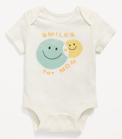 Unisex "Smiles for Mom" Graphic Bodysuit for Baby - Sea Salt