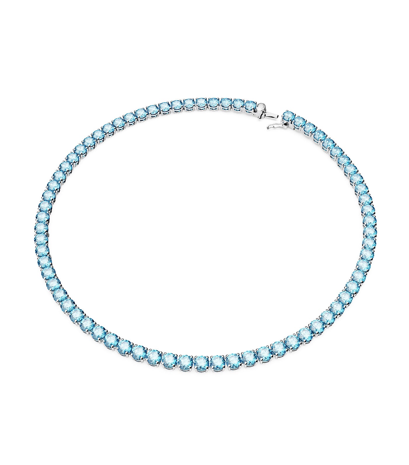 Matrix Tennis Necklace, Round Cut, Medium, Blue, Rhodium-Plated Blue