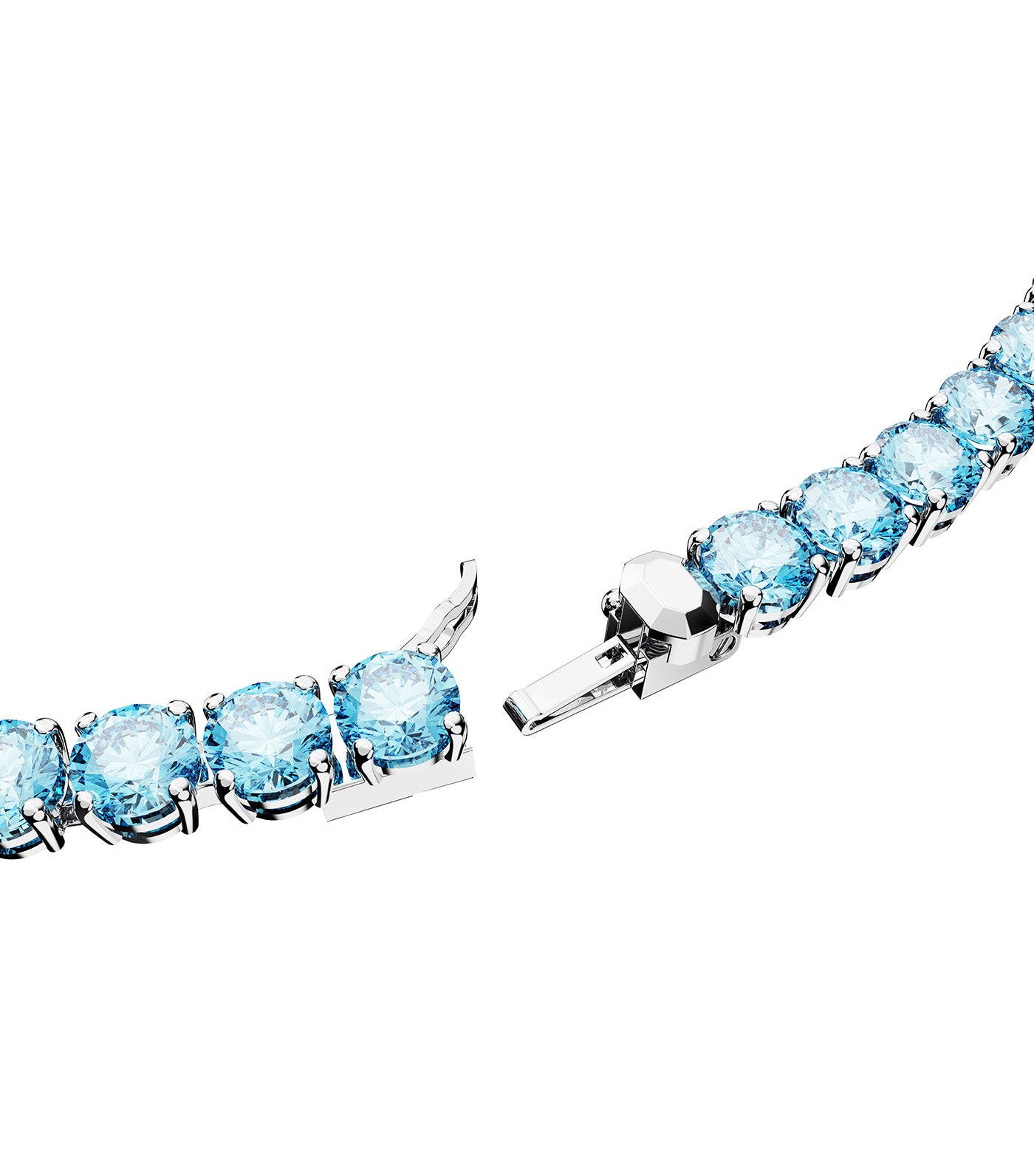 Matrix Tennis Necklace, Round Cut, Medium, Blue, Rhodium-Plated Blue