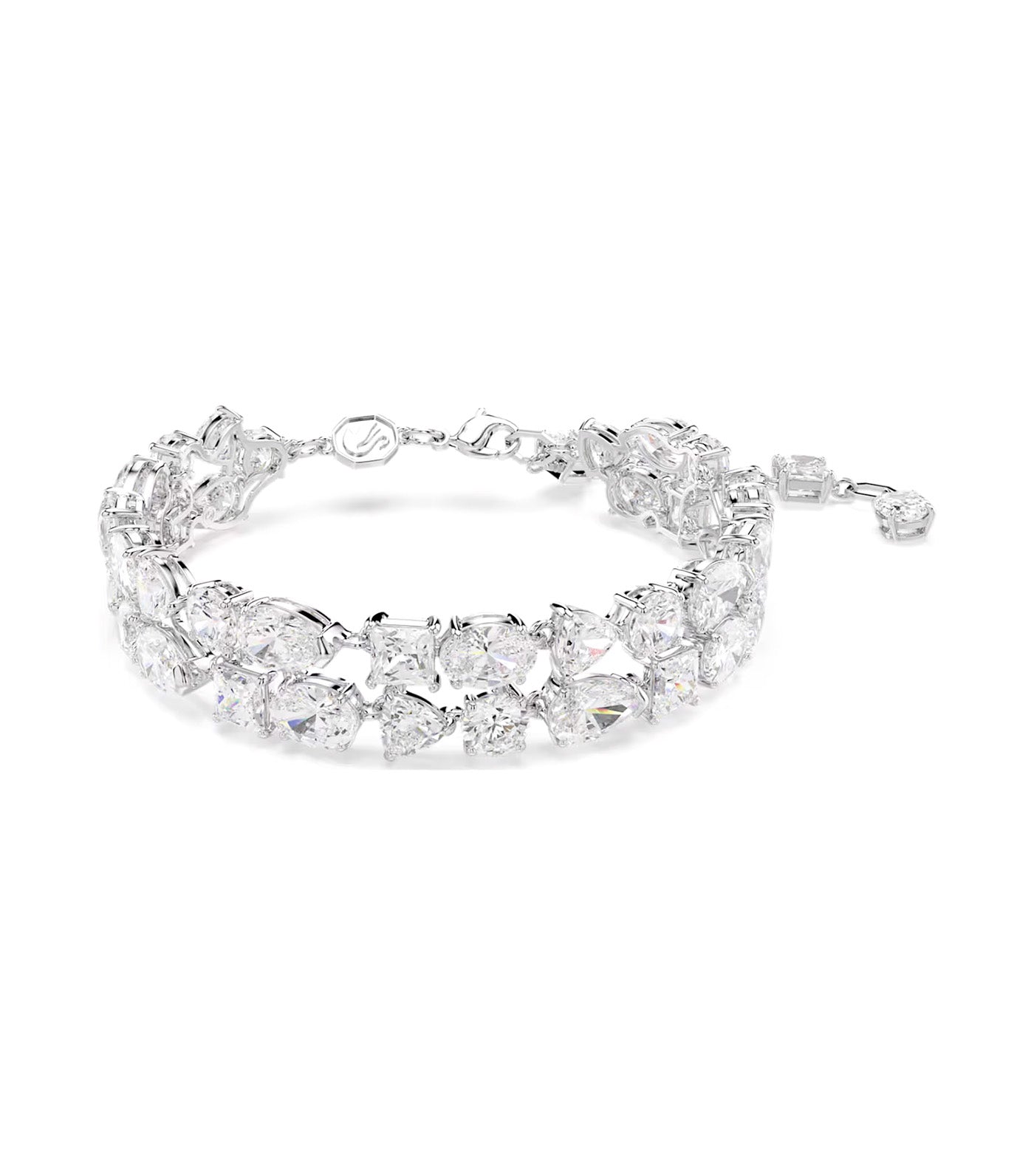Mesmera Bracelet Mixed Cuts, White, Rhodium Plated