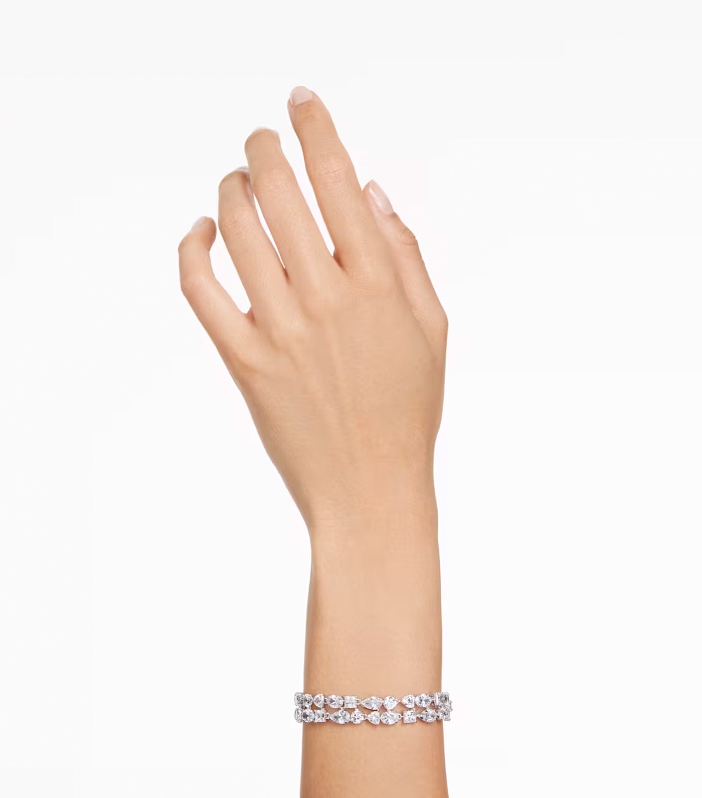 Mesmera Bracelet Mixed Cuts, White, Rhodium Plated