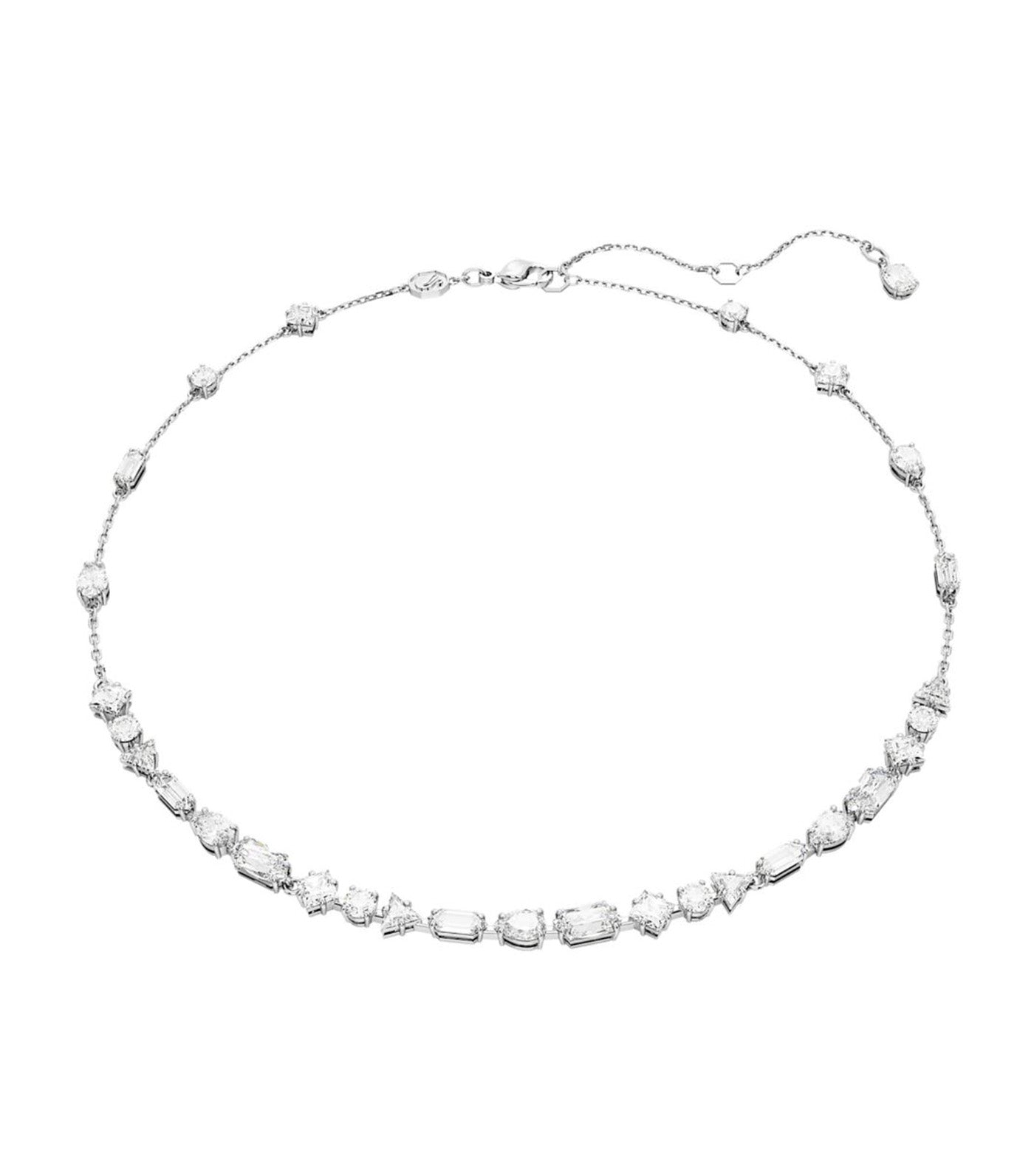 Mesmera Necklace, Mixed Cuts, Scattered Design, White, Rhodium-Plated Silver