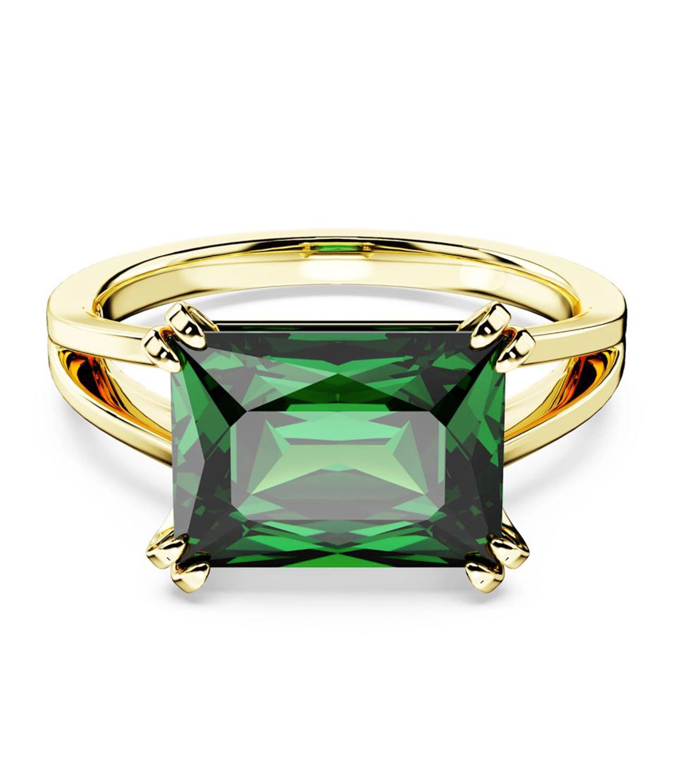 Matrix Cocktail Ring Rectangular Cut Green Gold-Tone Plated