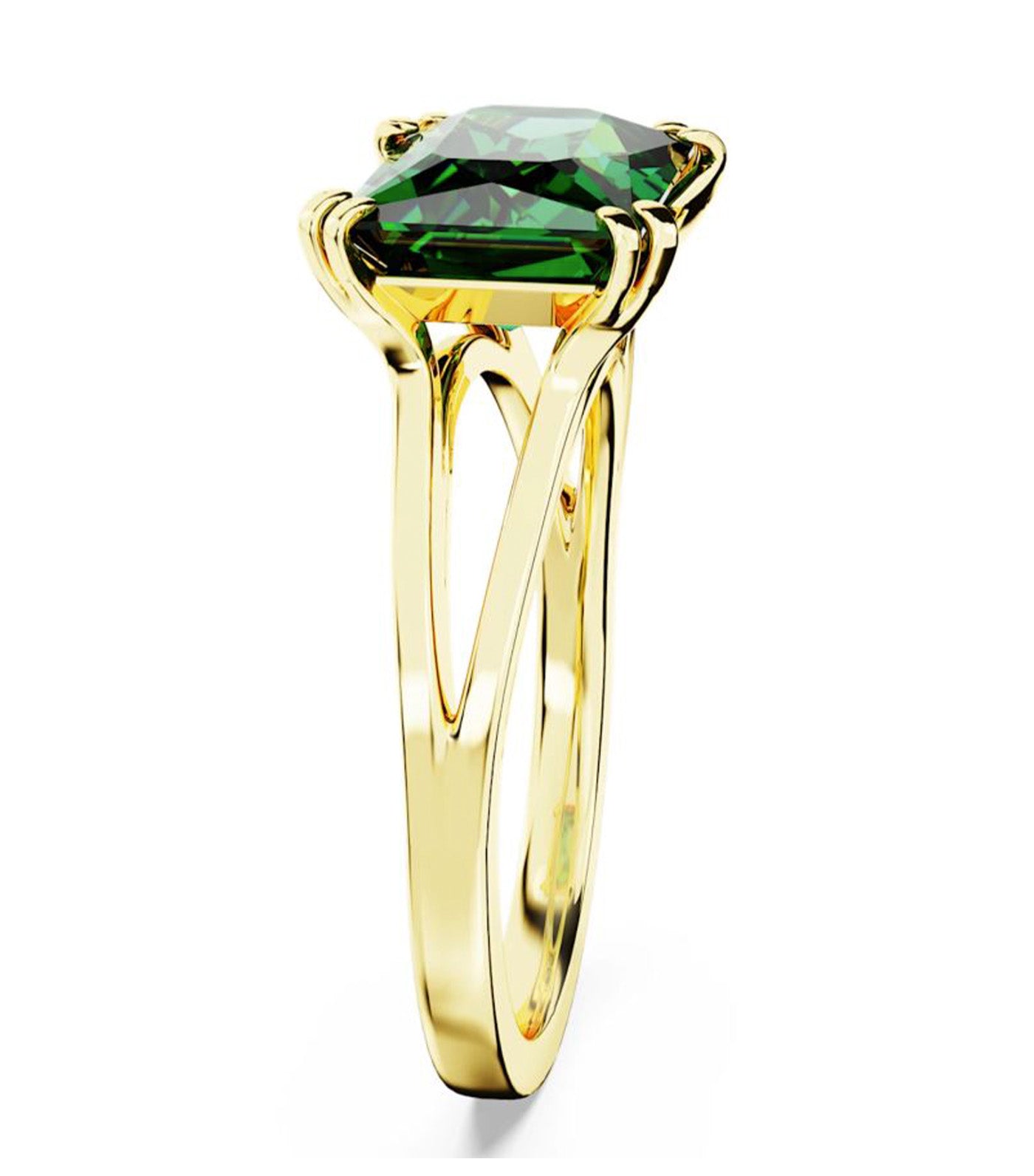 Matrix Cocktail Ring Rectangular Cut Green Gold-Tone Plated