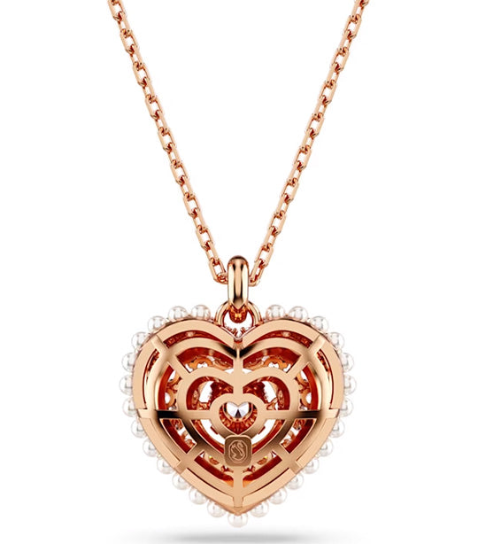 Hyperbola Pendant Heart, White, Rose Gold-Tone Plated