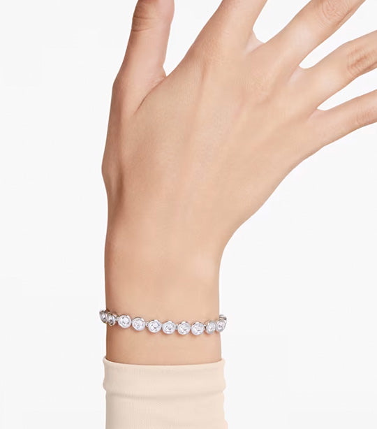 Imber Tennis Bracelet Round Cut, White, Rhodium Plated