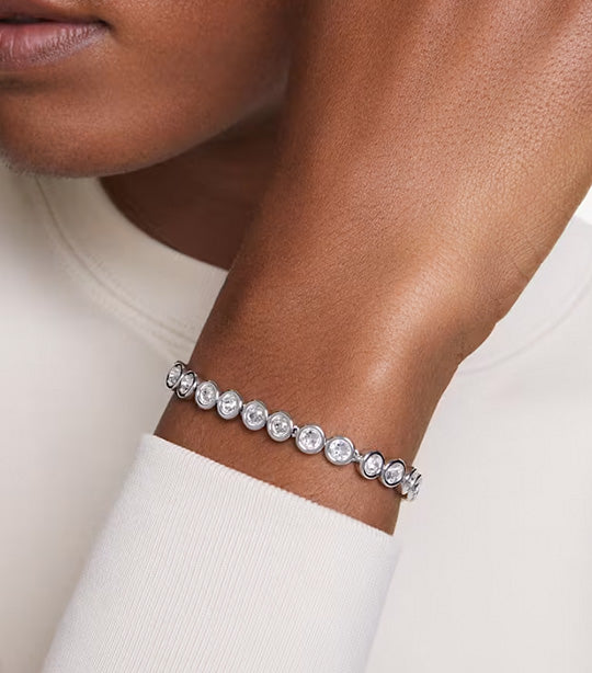 Imber Tennis Bracelet Round Cut, White, Rhodium Plated