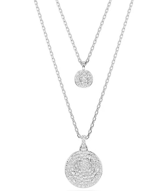 Meteora Layered Pendant White Rhodium Plated
