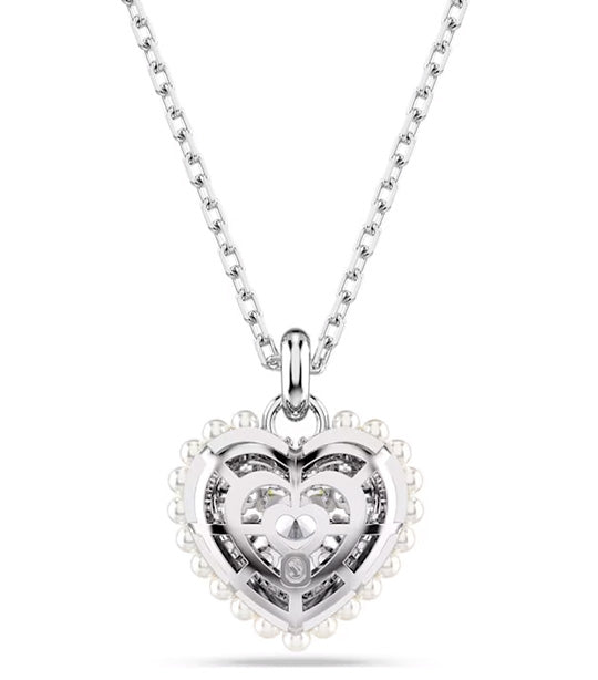 Hyperbola Pendant Heart, White, Rhodium Plated
