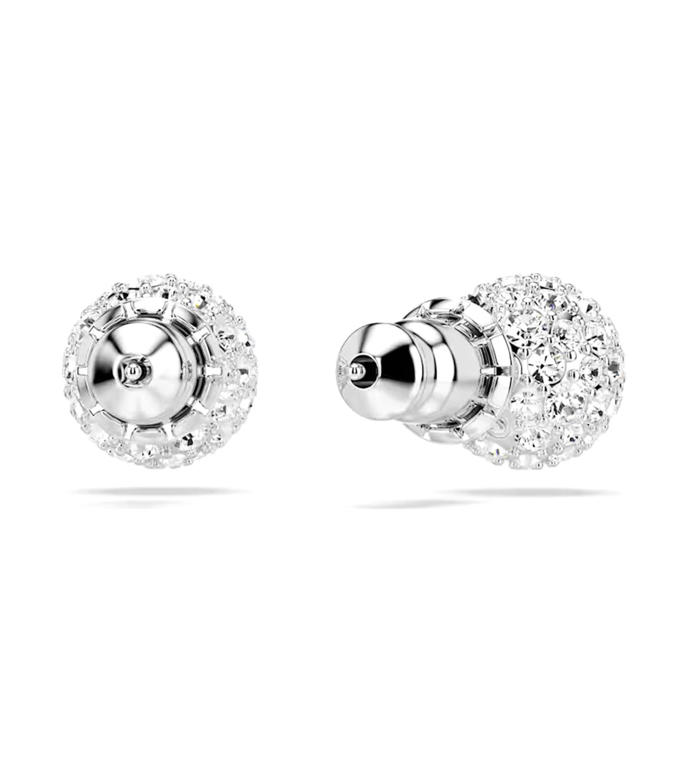 Dextera Stud Earrings Round Cut, Rhodium Plated White