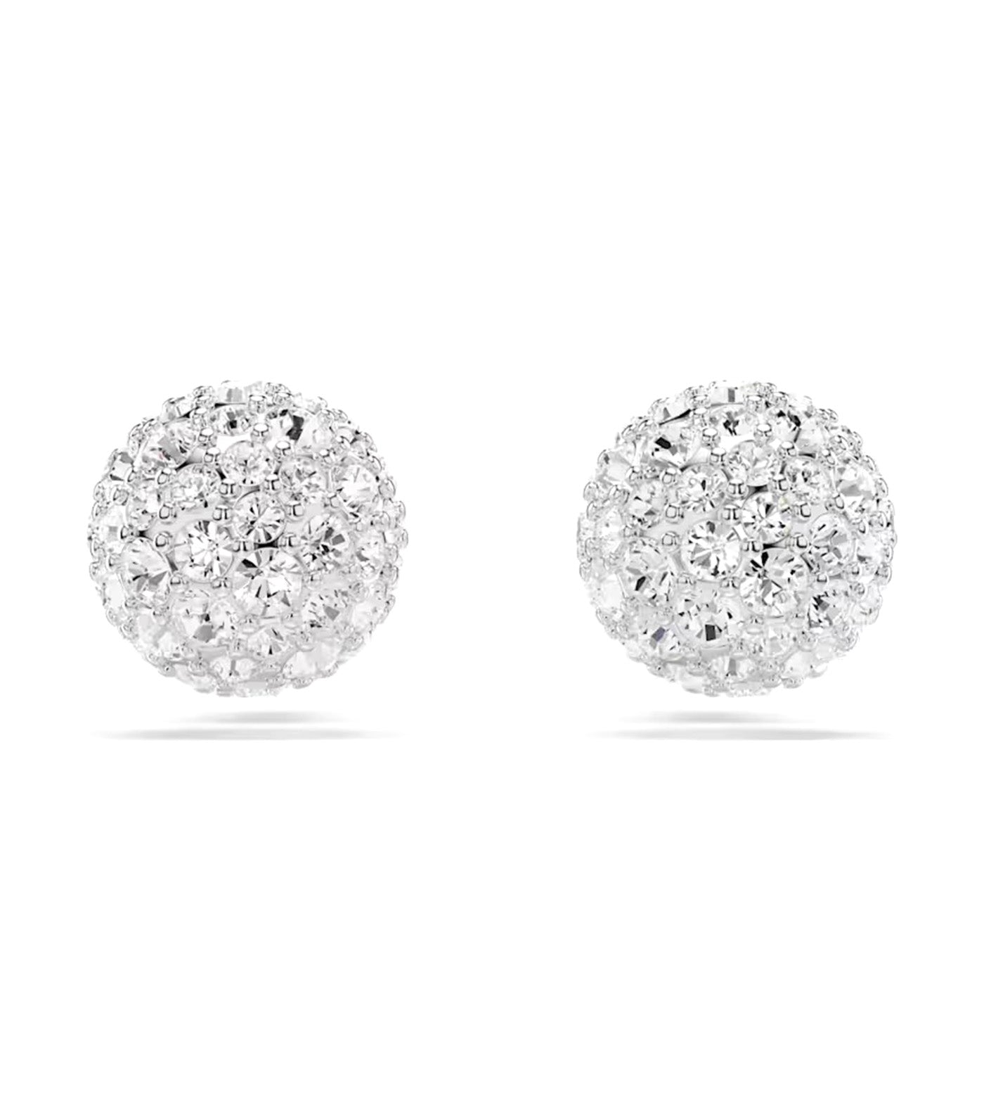Dextera Stud Earrings Round Cut, Rhodium Plated White