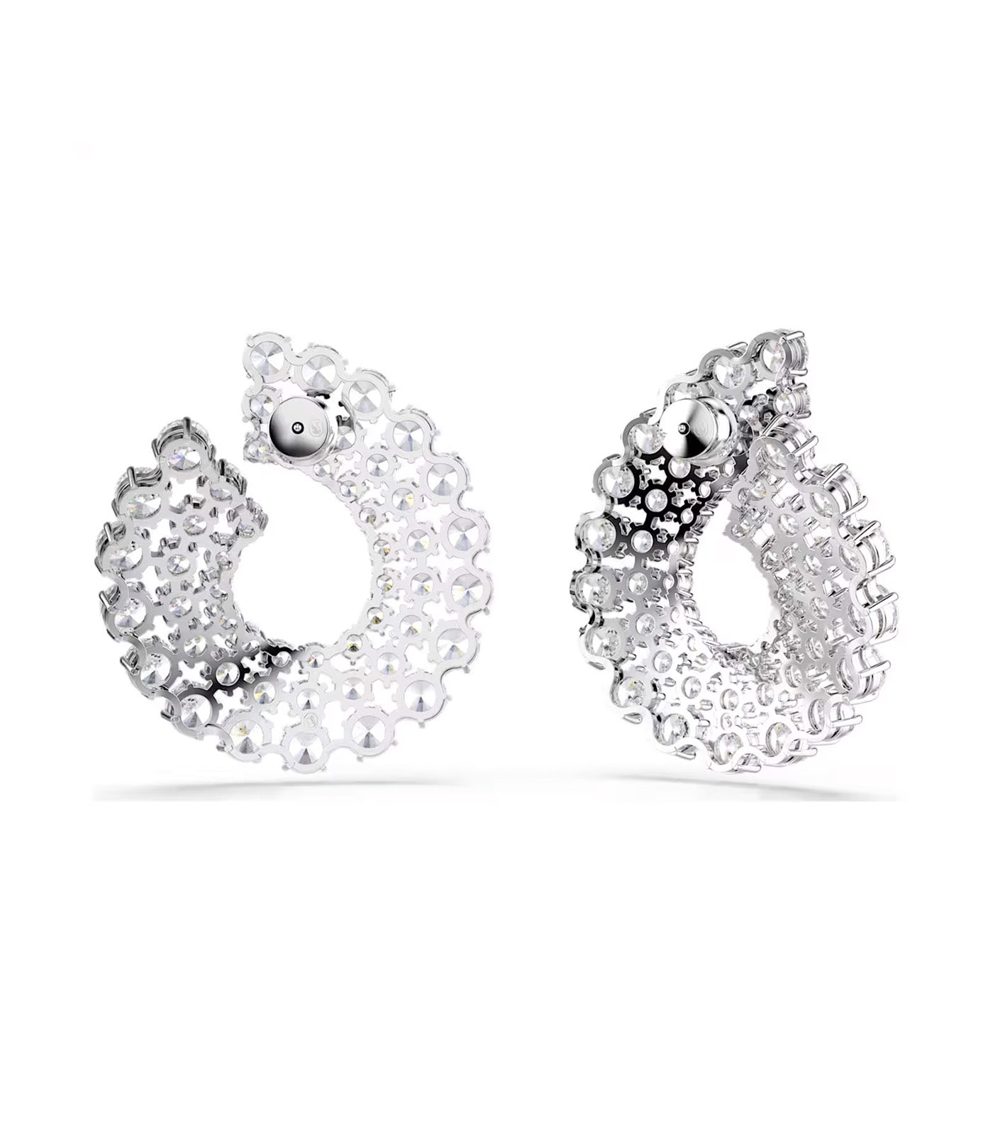 Matrix Hoop Earrings Mixed Round Cuts, Rhodium Plated, White