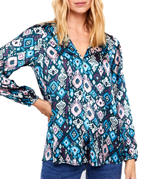 Long Satin Blouse Multicolor