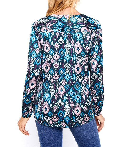 Long Satin Blouse Multicolor