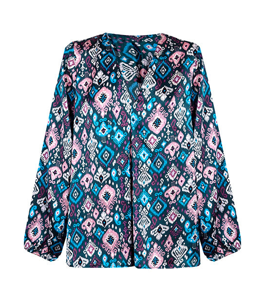 Long Satin Blouse Multicolor