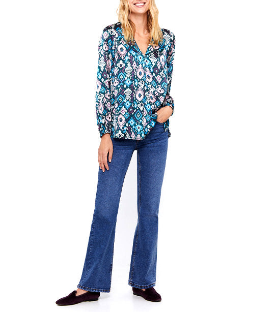 Long Satin Blouse Multicolor