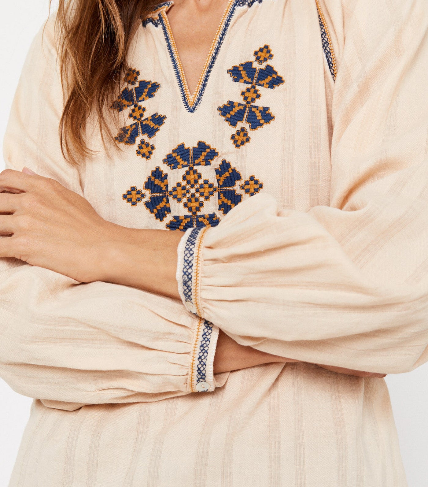Embroidered Sustainable Blouse Beige