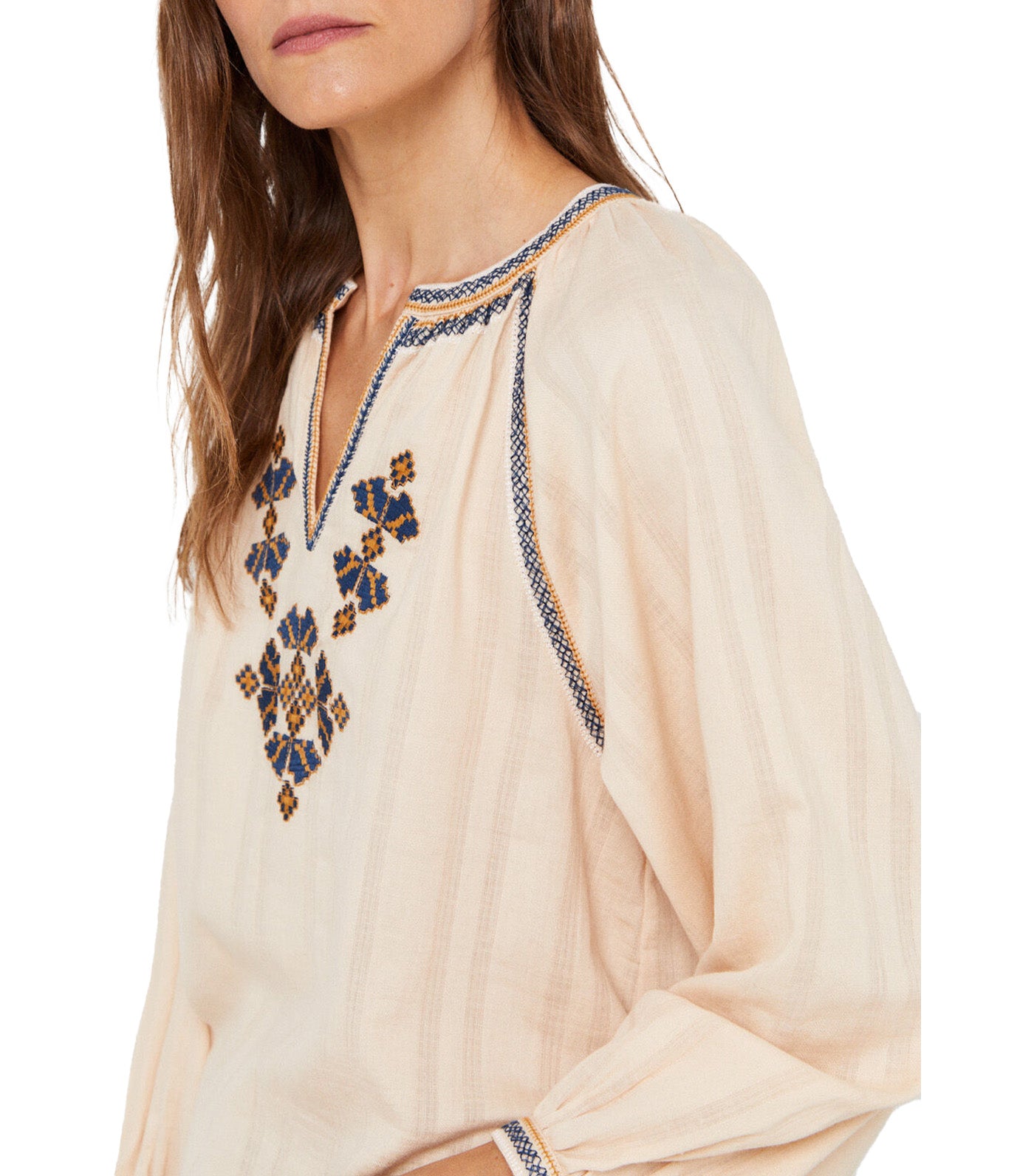 Embroidered Sustainable Blouse Beige