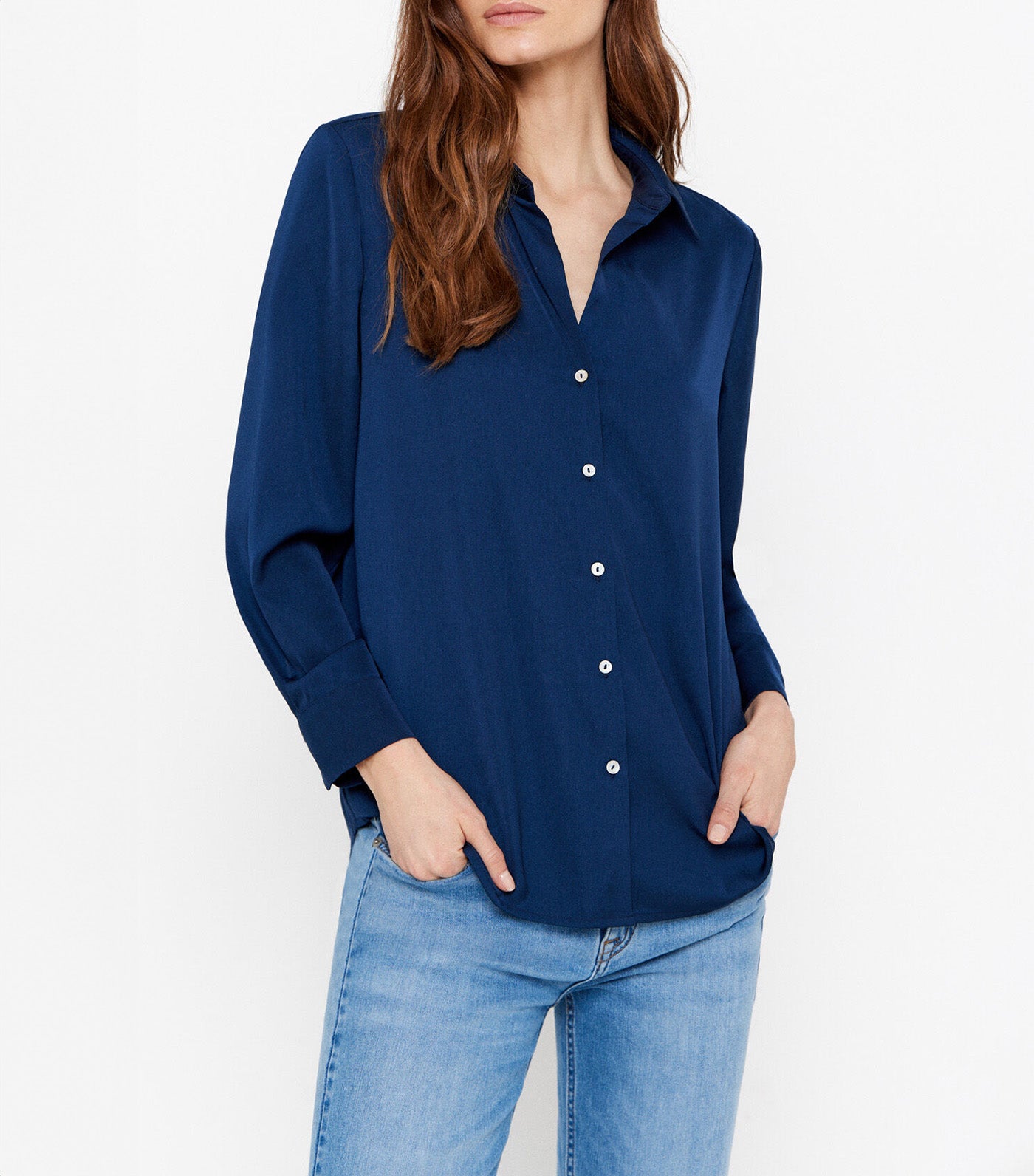 Satin Shirt Navy