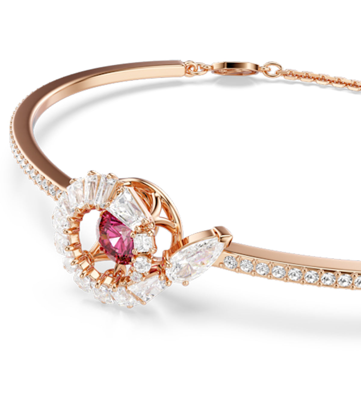 Snake Bangle Mixed Cuts Year of the Snake 18K Rose Gold Finish Red