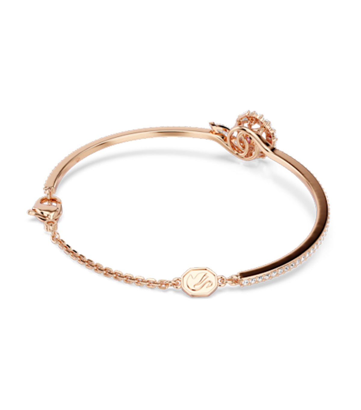 Snake Bangle Mixed Cuts Year of the Snake 18K Rose Gold Finish Red