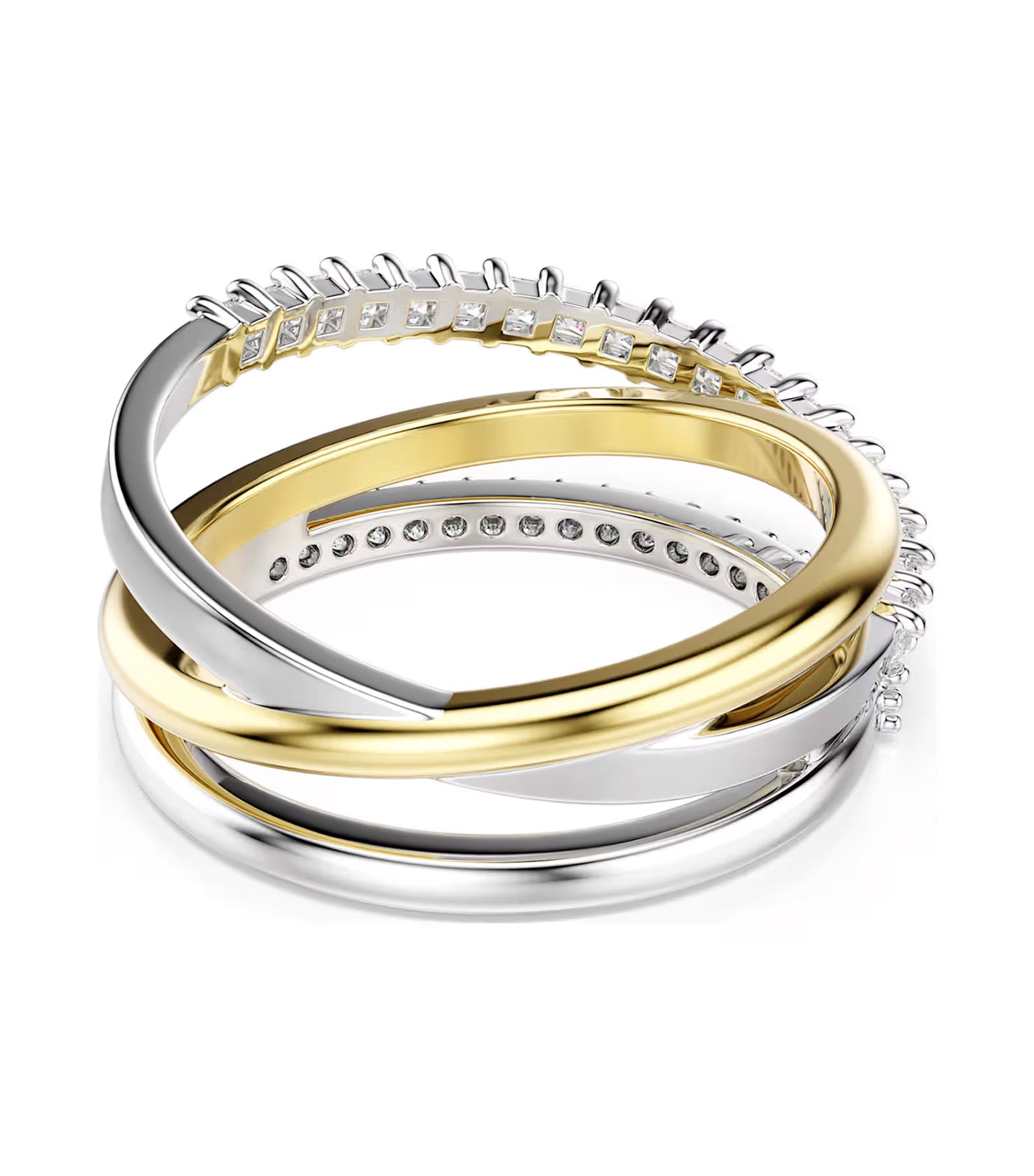Hyperbola Ring Mixed Cuts, Mixed Metal Finish, White