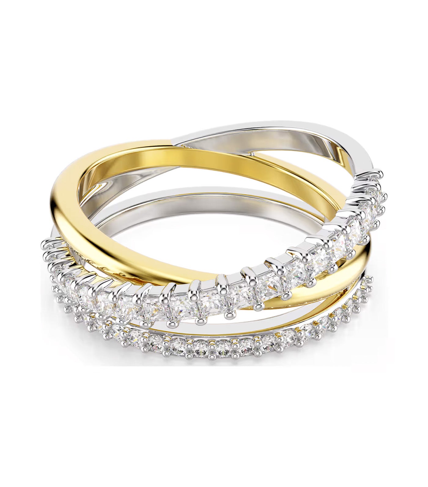 Hyperbola Ring Mixed Cuts, Mixed Metal Finish, White