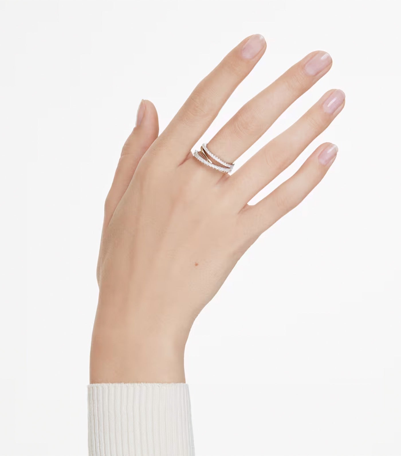 Hyperbola Ring Mixed Cuts, Mixed Metal Finish, White