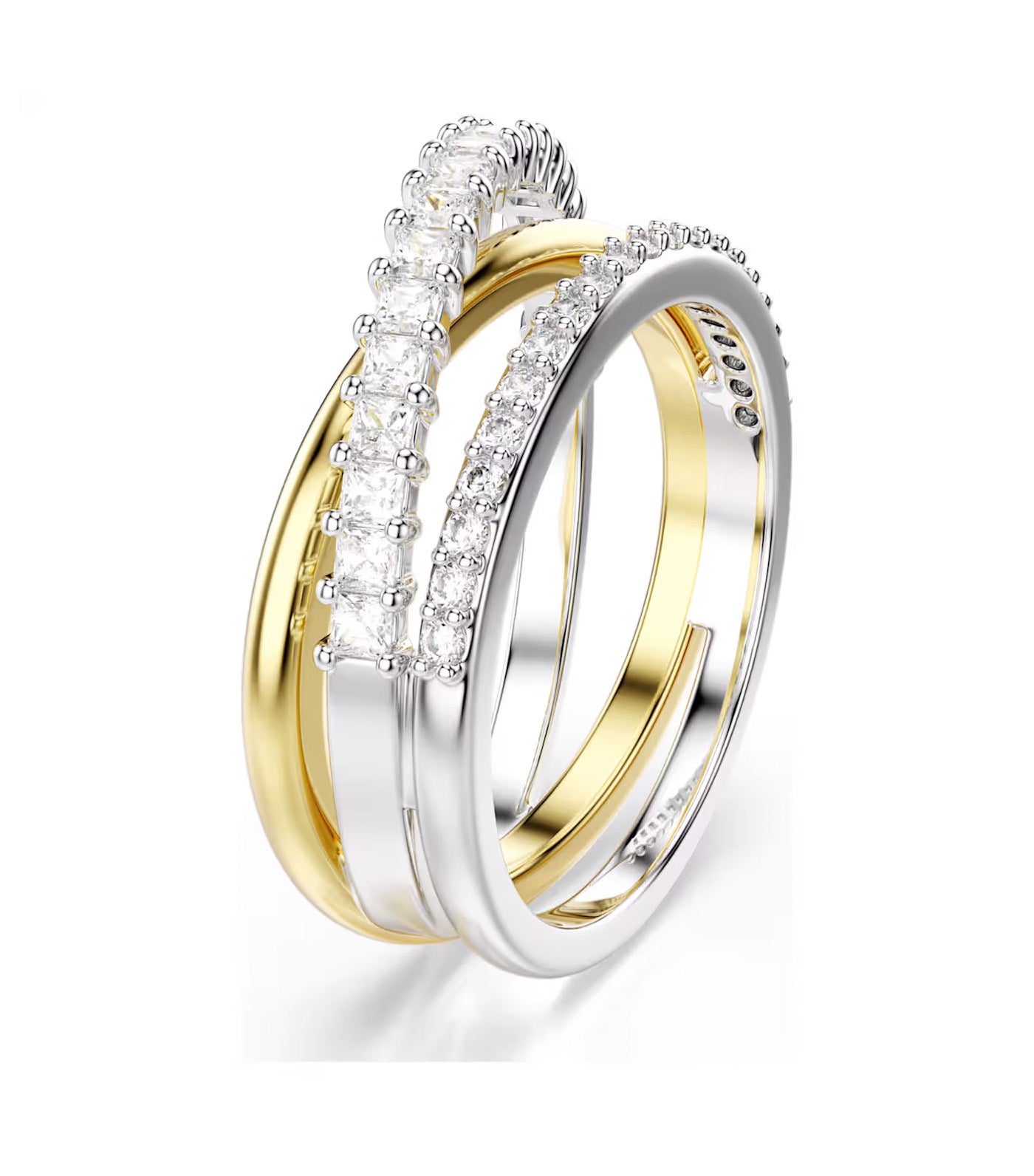 Hyperbola Ring Mixed Cuts, Mixed Metal Finish, White
