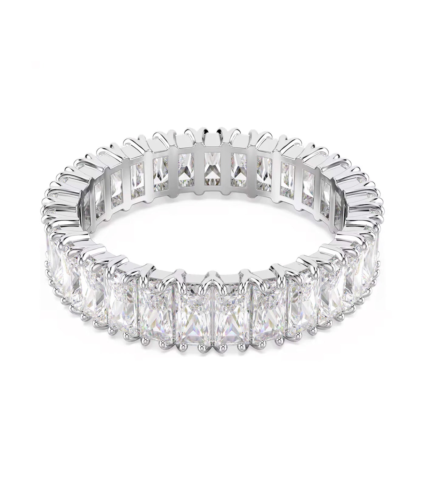 Matrix Ring Baguette Cut, Silver-Tone Finish, White