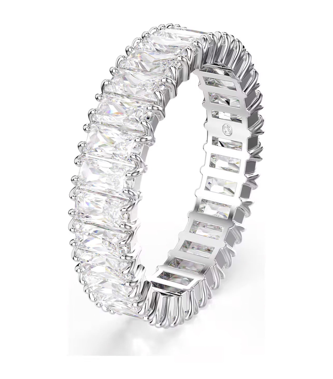 Matrix Ring Baguette Cut, Silver-Tone Finish, White