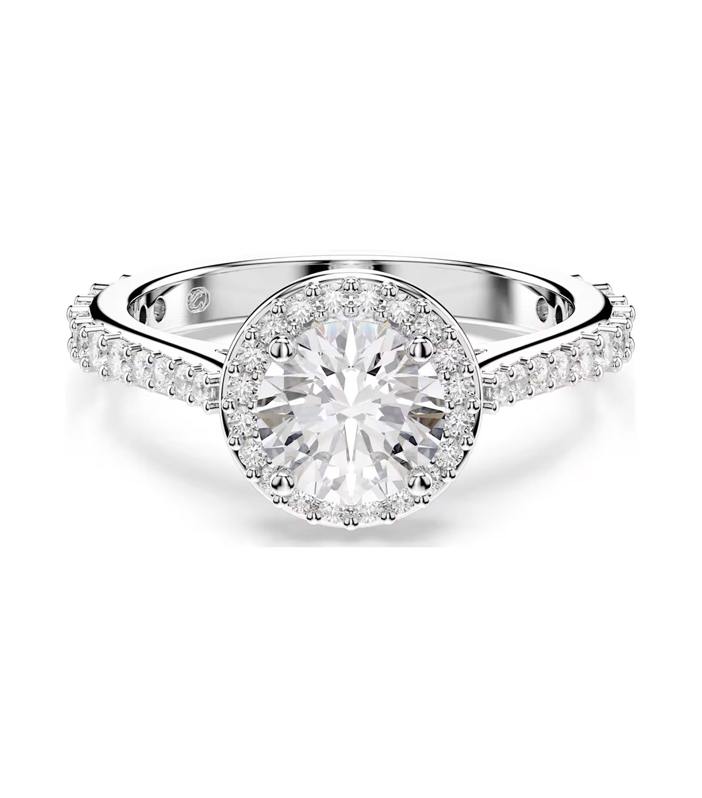 Una Angelic Ring Round Cut, Silver-Tone Finish, White