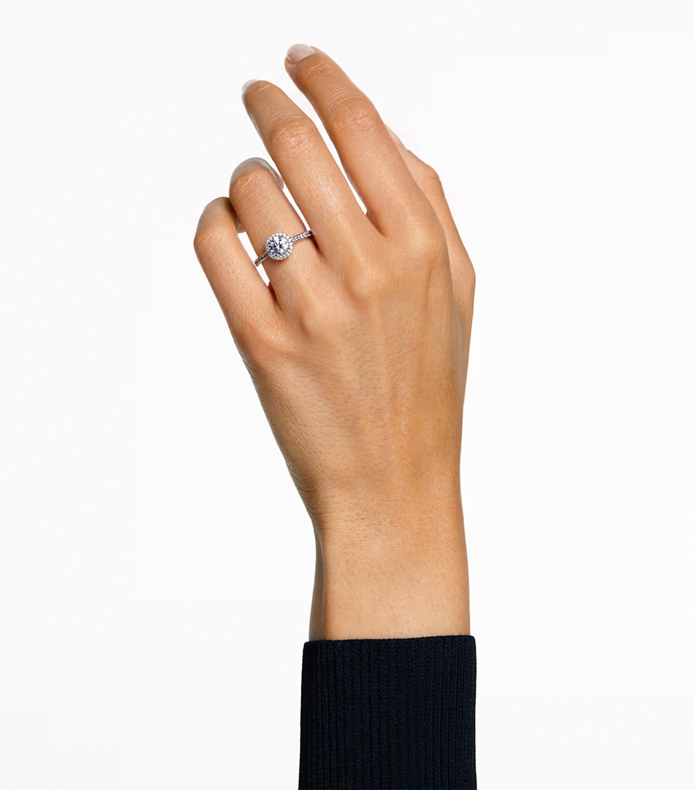 Una Angelic Ring Round Cut, Silver-Tone Finish, White