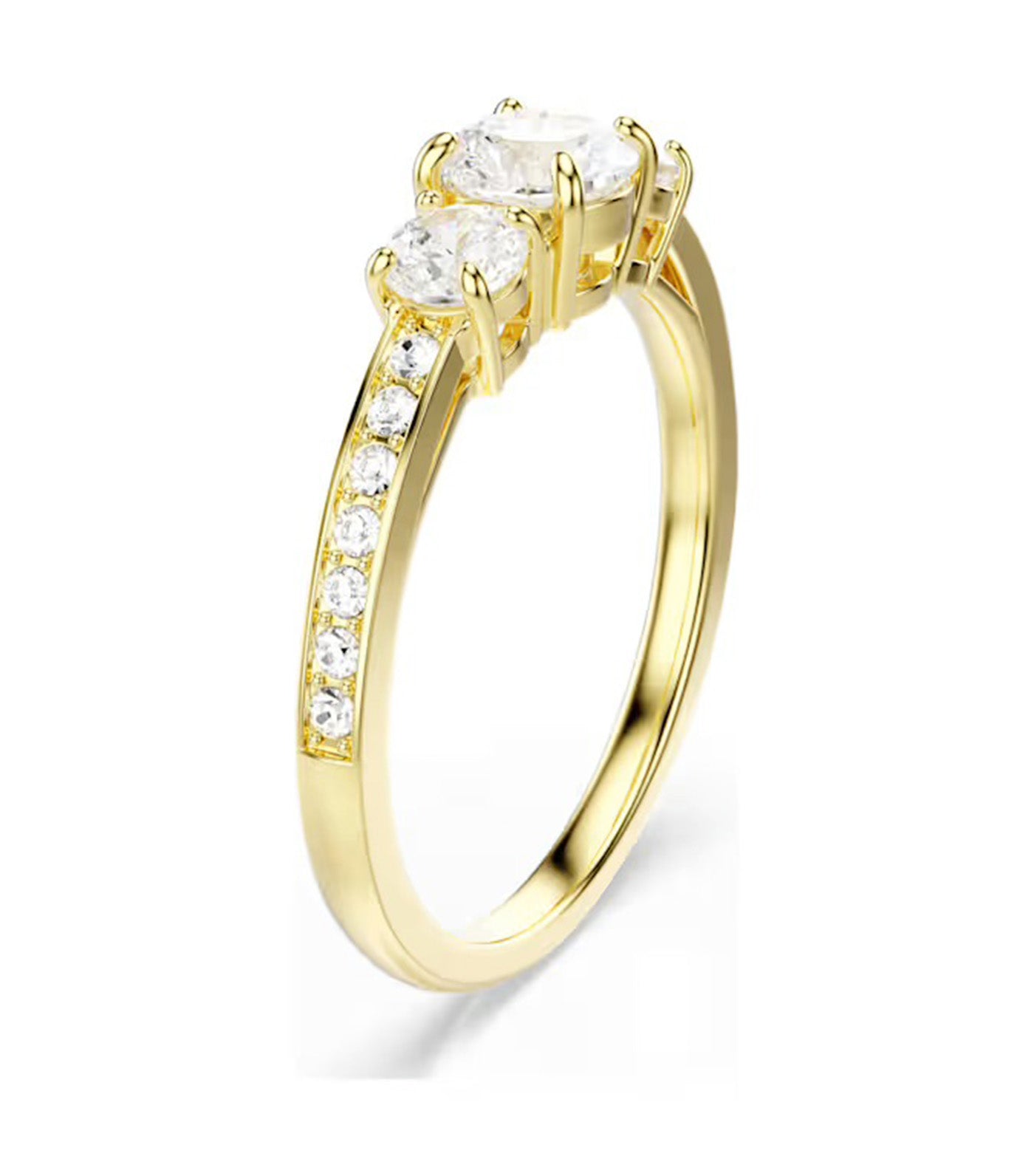 Swarovski Stilla Attract Ring Round Cut, White, Gold-Tone Plated