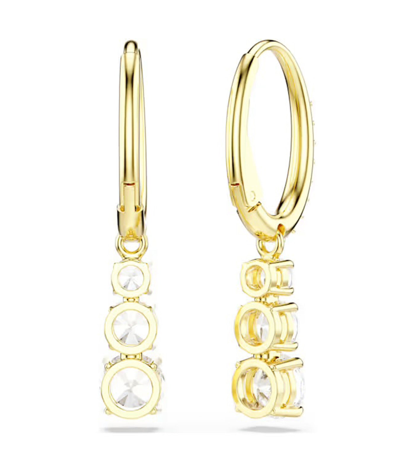 Swarovski Stilla Attract Hoop Earrings Round Cut, White, Gold-Tone Plated
