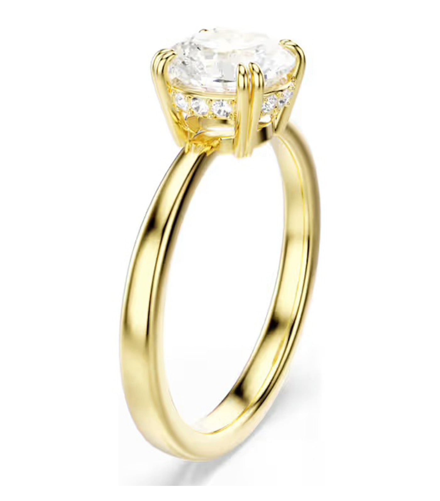 Swarovski Stilla Cocktail Ring Round Cut, White, Gold-Tone Plated