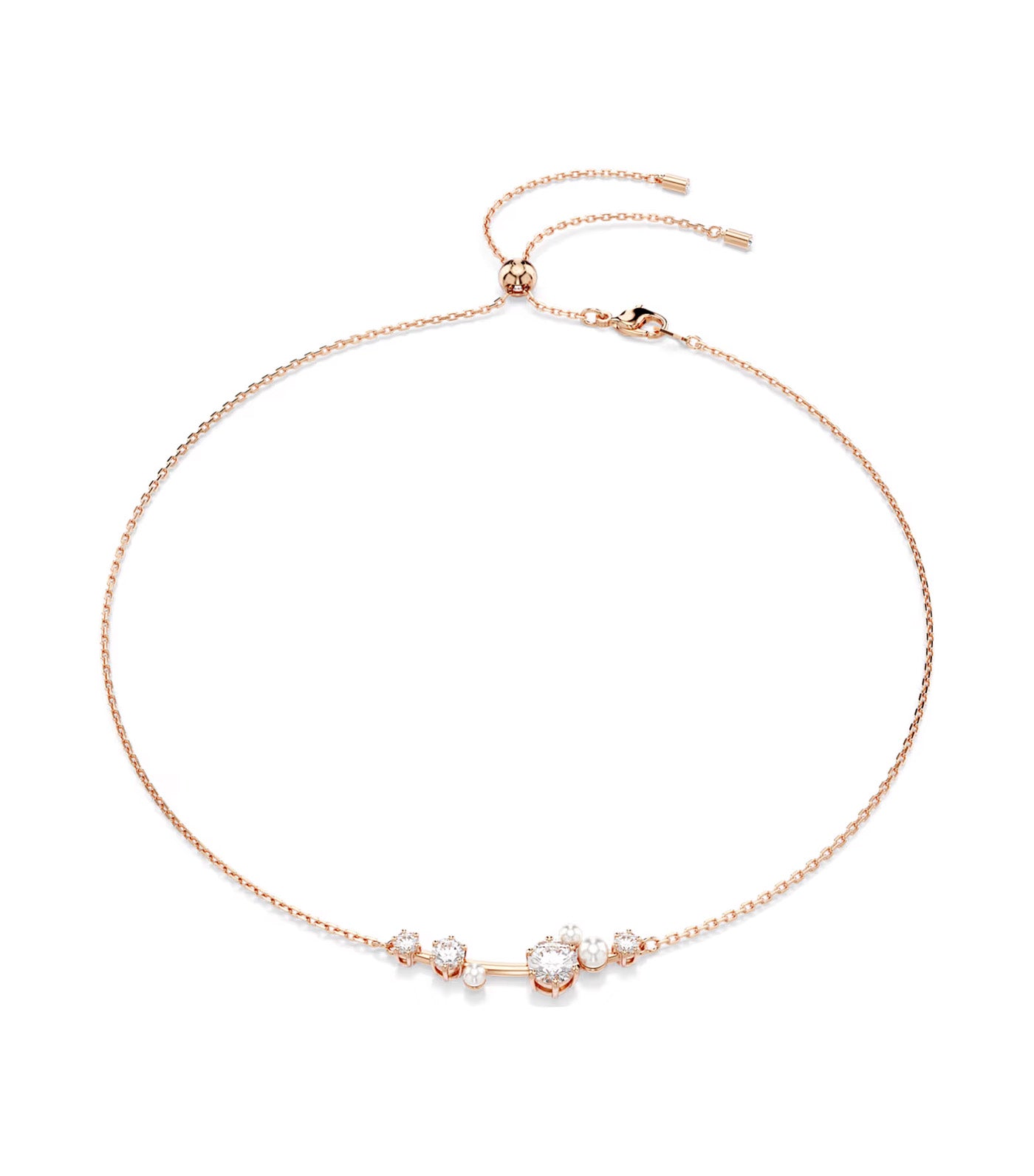 Constella Necklace Crystal Pearl, Round Cuts, Rose Gold-Tone Plated, White