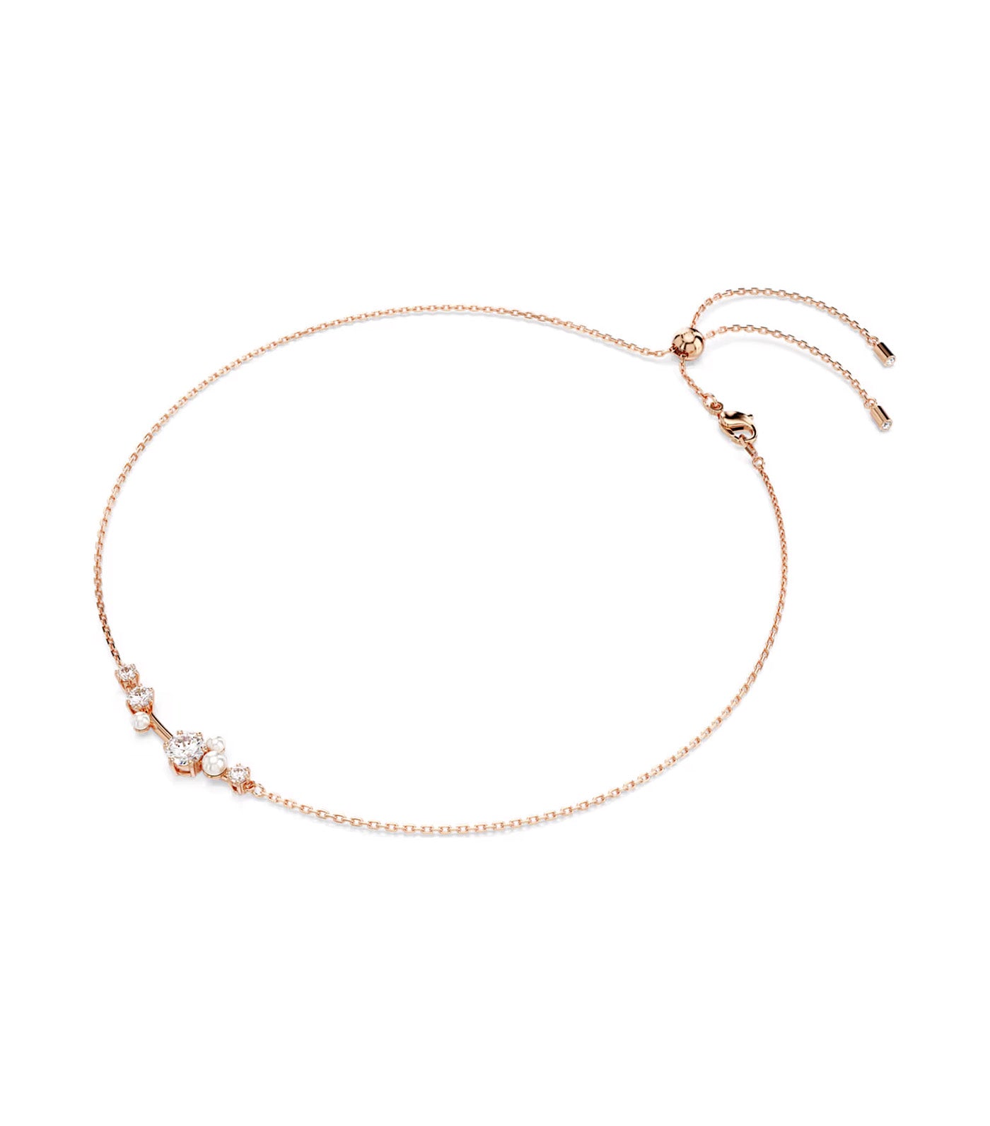 Constella Necklace Crystal Pearl, Round Cuts, Rose Gold-Tone Plated, White