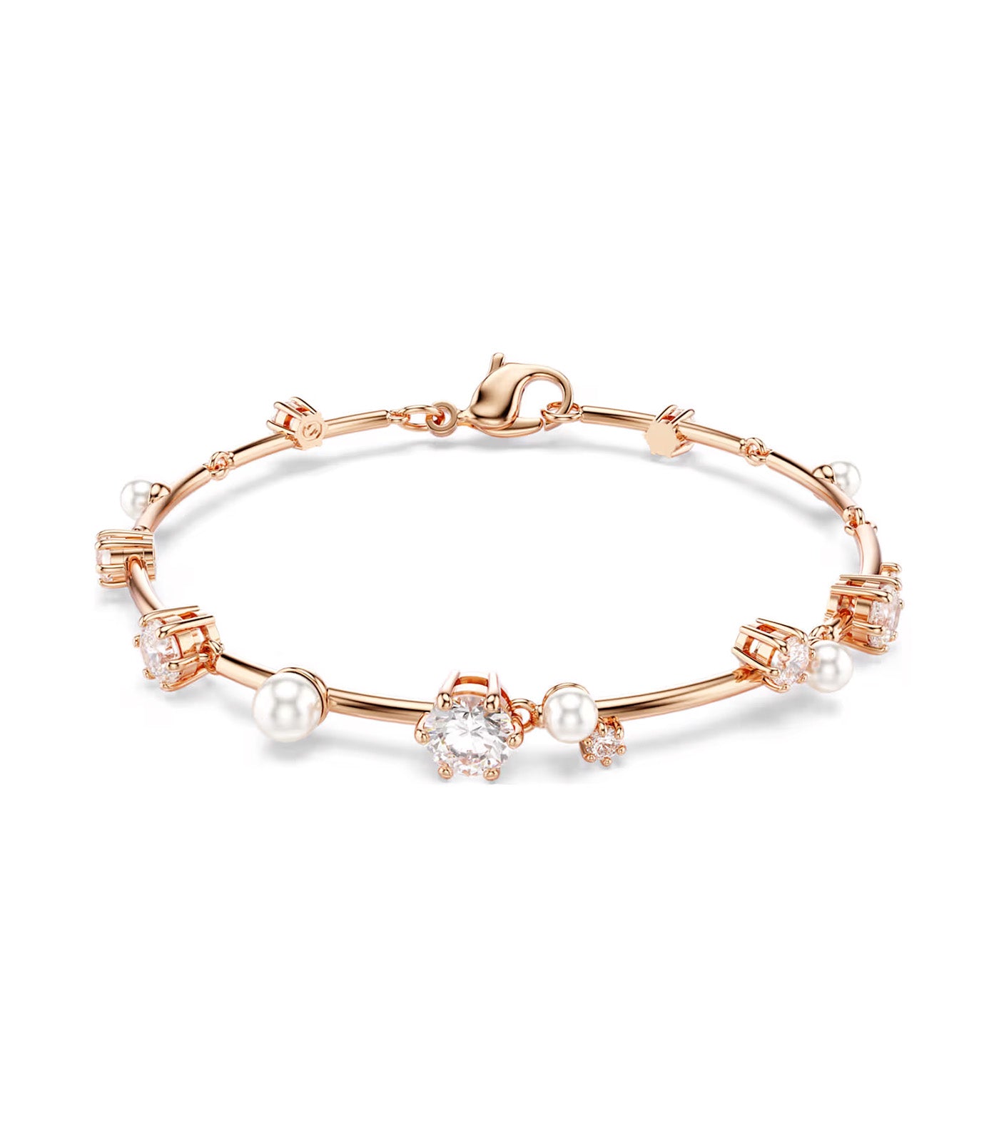 Constella Tennis Bracelet Crystal Pearl, Round Cuts, Rose Gold-Tone Plated, White