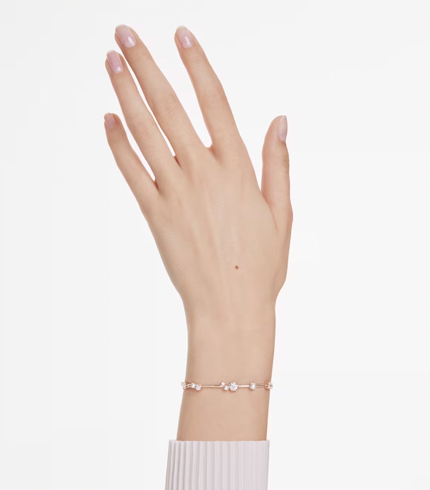 Constella Tennis Bracelet Crystal Pearl, Round Cuts, Rose Gold-Tone Plated, White